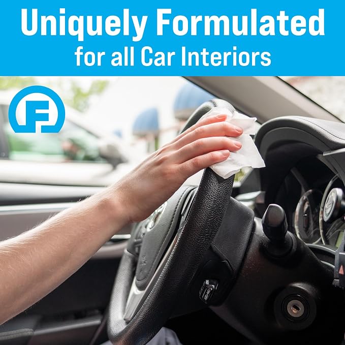 Fortress Car Interior Wipes with Microfiber Cloth (25 ct, Pack of 12) for Car Interior Cleaning, Dashboard, Seats, Detailing, and Steering Wheel [Travel Size] Skin-Safe Car Interior Cleaner Supplies