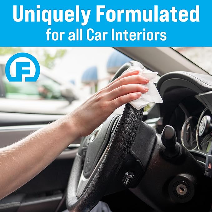 Fortress Car Interior Wipes with Microfiber Cloth (25 ct, Pack of 10) for Car Interior Cleaning, Dashboard, Seats, Detailing, and Steering Wheel [Travel Size] Skin-Safe Car Interior Cleaner Supplies