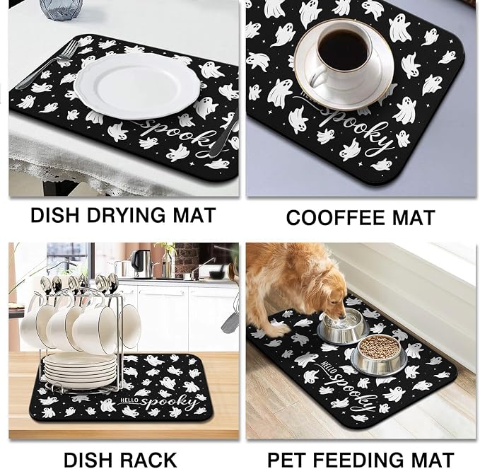 Fun Coffee Mat 24inx18in,Coffee Bar Mat for Countertops,Absorbent Hide Stain Anti-Slip Coffee Bar Accessories Fit Under Coffee Machine Mat,dish Drying Mats for Kitchen
