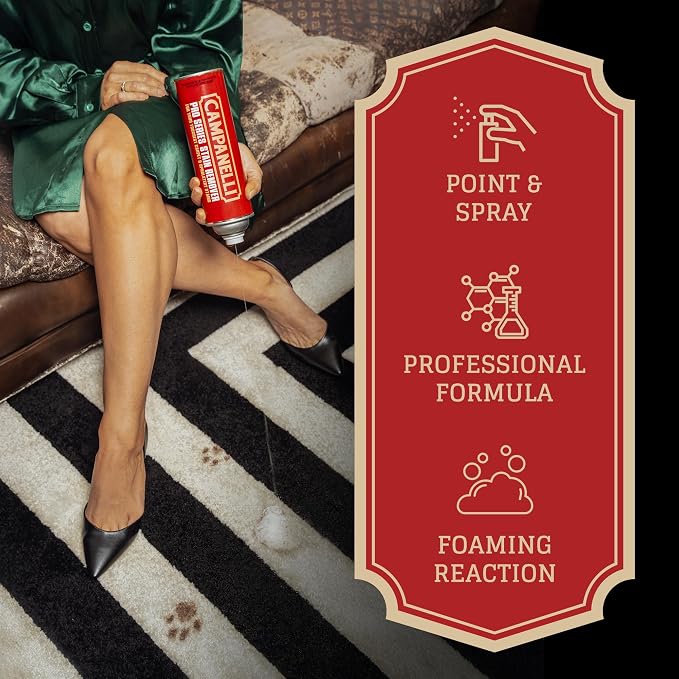 CAMPANELLI Pro Series Carpet & Upholstery Stain Remover Spray, 3 Pack, 18Oz | Cleaner for Pet Stains, Food Spills, Rugs, Coffee, Wine and Odors with Convenient Point-and-spray Formula.