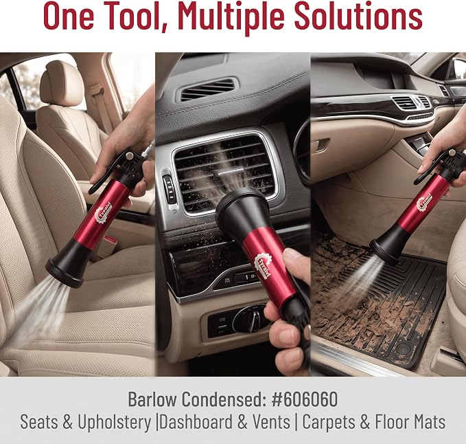 Mini Air Blower for Car Detailing, Pneumatic Interior Cleaning Tool with Tornado Airflow, Metal Air Blow Gun for Vents, Seat Tracks, Cup Holders & Tight Spaces