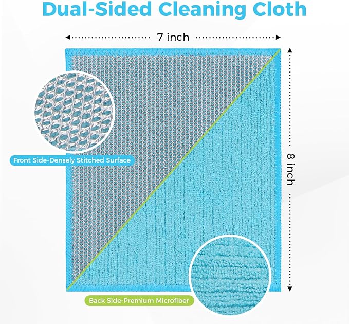 AIDEA Non Scratch Wire Dishcloth 24PK, Upgraded Wire Dishwashing Rag for Kitchen, Dual Sided, Dish Cloths for Washing Dishes, Cleaning Pads Steel Scrubber for Cookware, Sinks, Dishes, Stove Tops,7"×8"