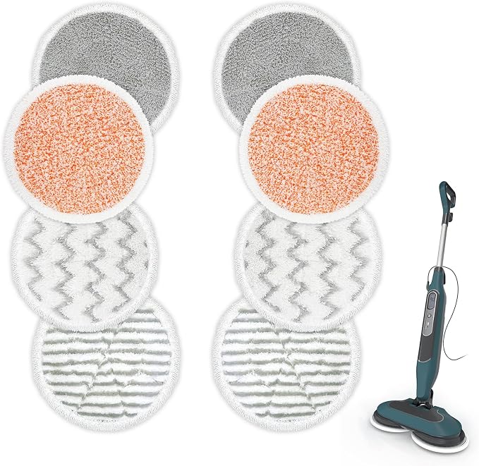 VIEWALL Steam Mop Pads Replacement for Shark S8002BRN S8001 S8000 S8200 S820 S8201 S7001 S7201 S7000 S7005 S7020 S7001 S7020 7001 S7201 QM7001 Steam Scrub, Dirt Grip Soft Washable Scrub Pads 8 Pack