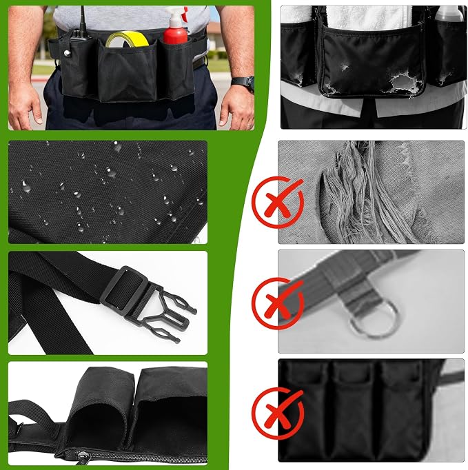 Tool Pouch, Waist Tools Bag Belt, Bottle Holster, Heavy Duty Working Tool Apron for Janitorial, Custodial, Housekeeping, Cleaning (G)