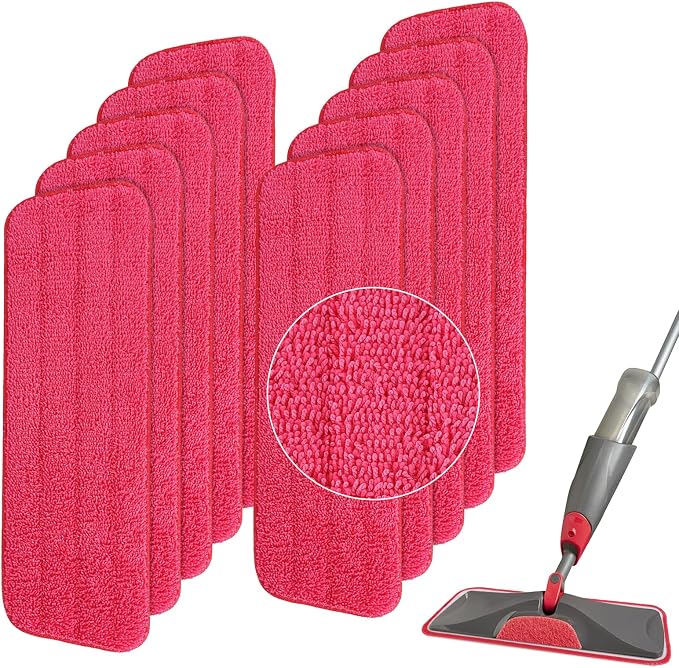 Replacement Microfiber Mop Pad for Rubbermaid Reveal Spray Mop - 10 Pack 16.5" Wet & Dry Floor Cleaning Refills Reusable Fit for Any Microfiber Reveal Flat Mop