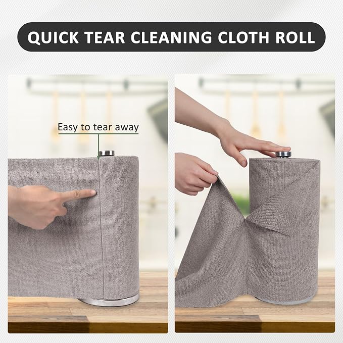 YoulerTex Reusable Cleaning Cloths Microfiber Towel: 50 Pack Washable Tear Away Cleaning Towels Roll - 12× 12 Absorbent Rags Drying Dishcloths for Kitchen House Car (20, White Cup Pattern)