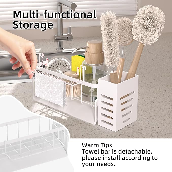 Kitchen Sink Caddy Organizer,Stainless Steel Sponge Holder with Dish Brush Holder,Soap Caddy for Countertop,Kitchen Sink Organizer Countertop Sink Accessories,Cleaning Caddy