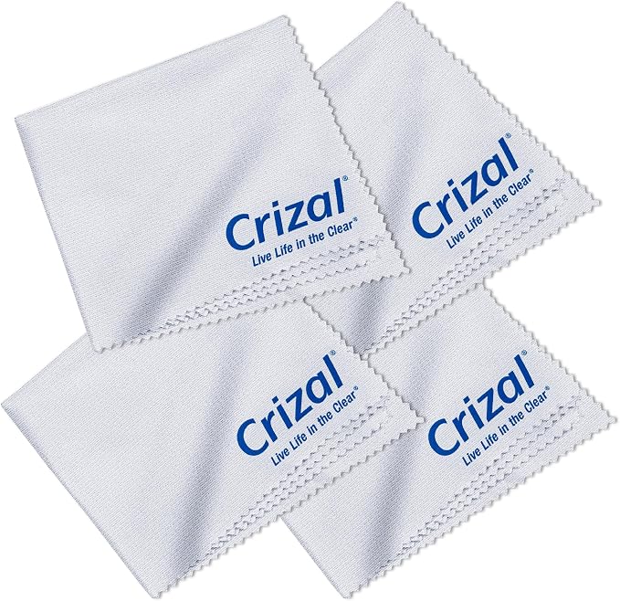 Crizal Microfiber Cleaning Cloths for Eyeglasses – Designed & Tested by CRIZAL®, Trusted for Advanced AR Lens Coatings – Developed for Today's Premium Lenses – 4 Pack
