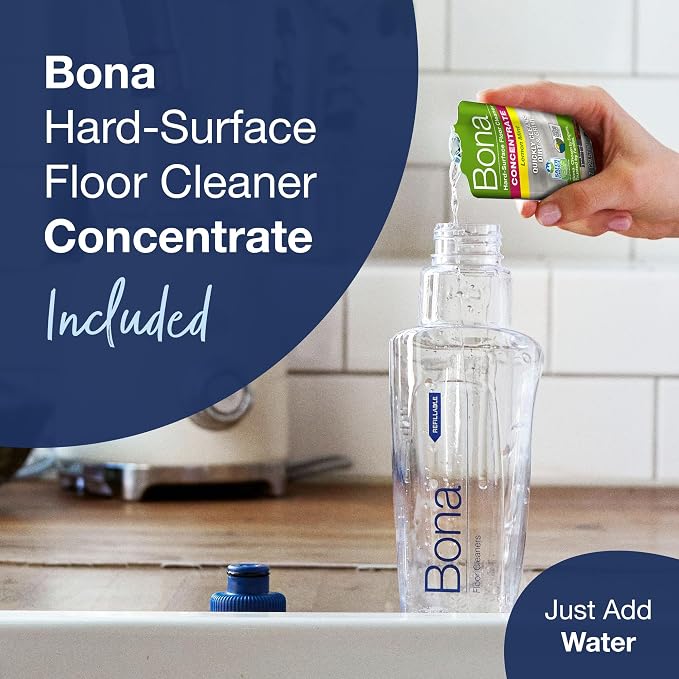 Bona Spray Mop Air - Includes Multi-Surface Floor Cleaner Concentrate and Microfiber Pad - Lemon Mint Scent - Lightweight & Compact Mop