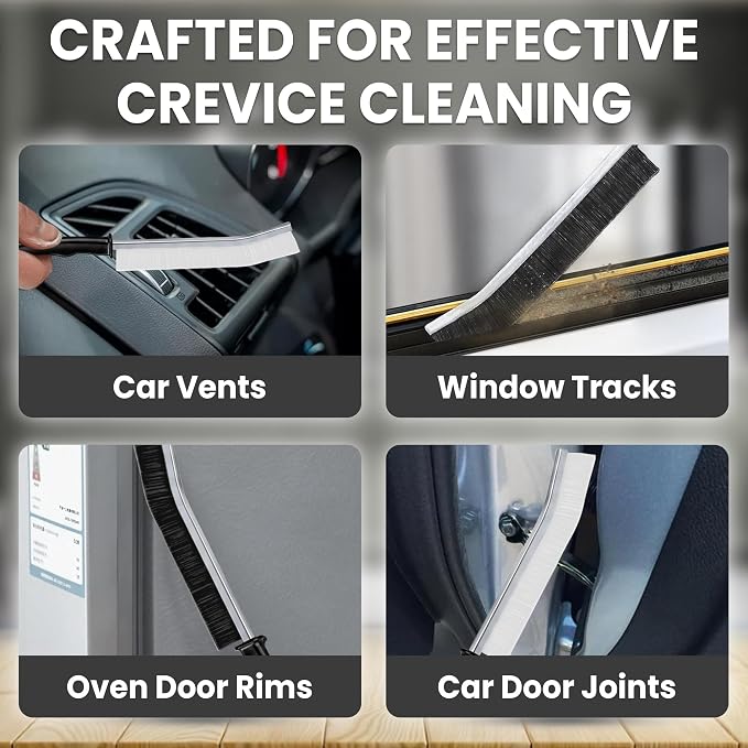 Crevice Cleaning Brush Set – 3Pcs Hard Bristle Cleaning Tools (2 Black & 1 White) for Grout, Tile Floors, Gaps & Narrow Spaces – Small Grout Scrub Brush for Bathroom, Shower, Window Tracks, Kitchen