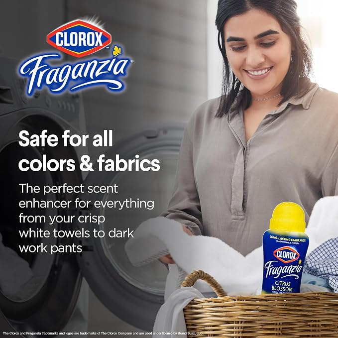Clorox Fraganzia Laundry Scent Booster Crystals, In-Wash Fragrance Beads for Fresh-Smelling Clothes & Linens, Safe for All Fabrics & Colors, Citrus Blossom Scent, 18 Oz, 2 Pack