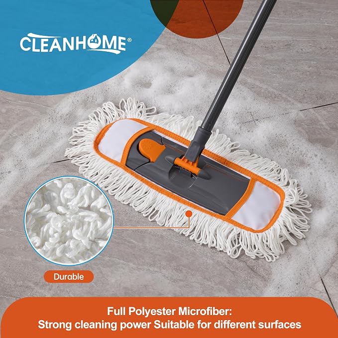 CLEANHOME Microfiber Mop Pads 4 Pieces for Floor Cleaning | Fit CLEANHOME Dust Mop: B09PBPGSJ3, Full Polyester Microfiber Replacement Pads