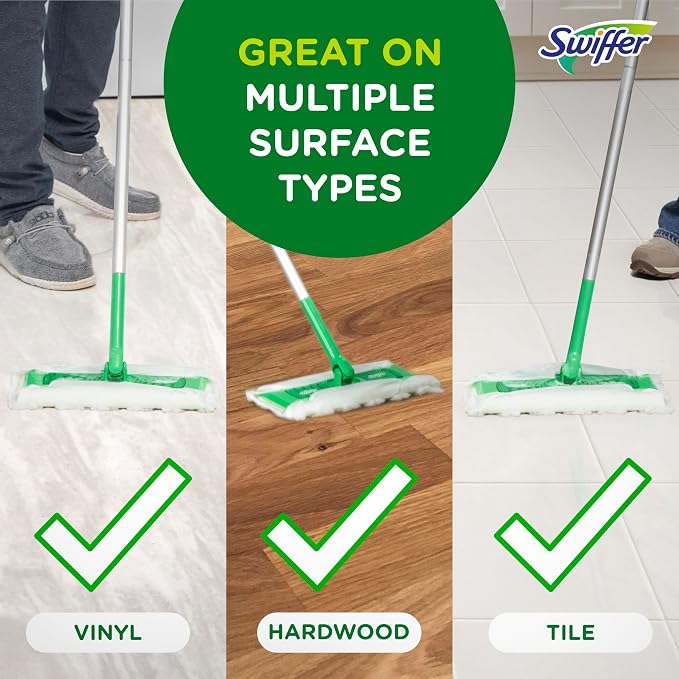 Swiffer Sweep + Mop, Dry Pads Refill, Floor Cleaner for Dirt, Dust, Hair, Cleaning Cloths for Mopping Home, Bathroom, Kitchen, Dust Mop, Floor Duster, Lavender, 52ct