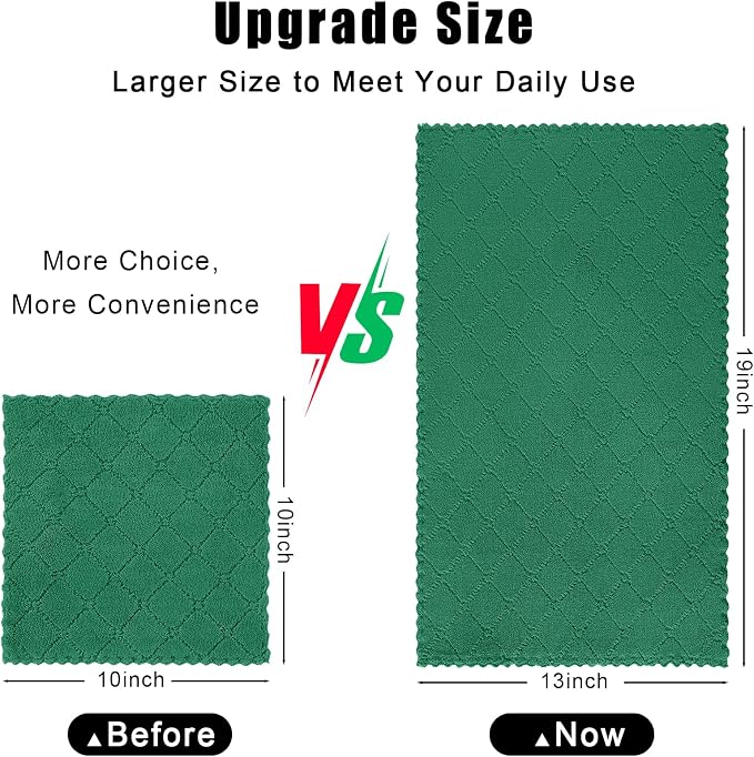 Homaxy 12 Pack Dish Towels for Kitchen (13 x 19 Inches, Dark Green), Super Soft and Absorbent Coral Velvet Dish Cloths for Washing Dishes, Nonstick Oil Fast Drying Microfiber Cleaning Cloth