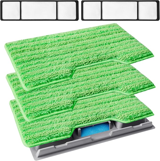 KEEPOW Reusable Replacement Pads Compatible with Shark Vac Mop Pads VM252 | Mop Pads Refills VM401 VM180 VM200 VC205 VM250 QM250 VM190, Hardwood Floor Mop Pad with Upgraded Dirt Chamber (1+2+3 Pads)