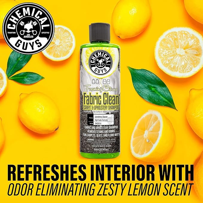 Chemical Guys CWS2031602 Foaming Citrus Fabric Clean Carpet & Upholstery Shampoo & Odor Eliminator (Car Carpets, Seats & Floor Mats), Safe for Cars, Home, Office, & More , 16 fl oz, 2 Pack