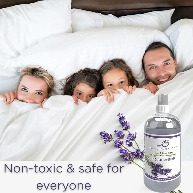 English Lavender Linen Spray - Natural Room and Fabric Freshener | 2 Pack, 32oz Total, Odor Eliminator & Freshener, For Bedding, Clothes, Room & Pillow