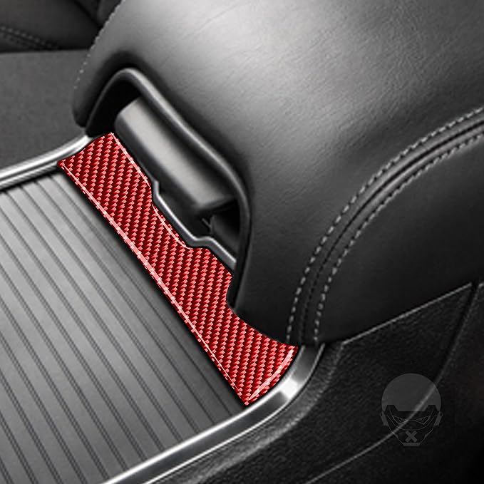 Cup Holder Panel Trim Fit for Dodge Charger/Chrysler 300 2011-2023 | Real Carbon Fiber | Accessories | Trim Central Console Cup Holder Cover Sticker | Thick Overlay | Self-adhesive | Red