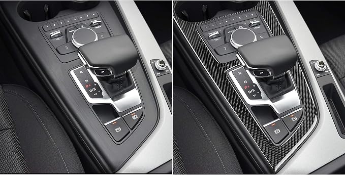 Real Carbon Fiber Trim for Audi Accessories | for B9 A4 S4 A5 S5 2020-2025 / RS5 2021-2025 Center Console Gear Shift Panel Frame Interior Thick Overlay Decal - A