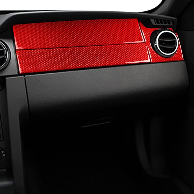 Red Real Carbon Fiber Trim for Ford Mustang Accessories | for GT Shelby 2005 2006 2007 2008 2009 Co-Pilot Instrument Dashboard Interior Thick Overlay Decal