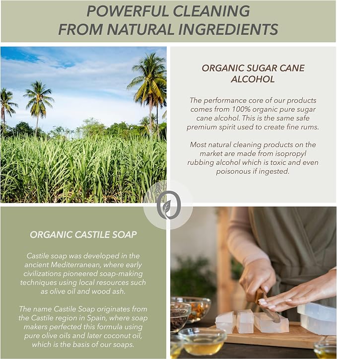 Non-Toxic Kitchen Cleaner 3 Pk (Stone, Steel, Glass) Organic Ingredients | Organic that Truly Performs, Light Coconut Scent, People & Pet Safe