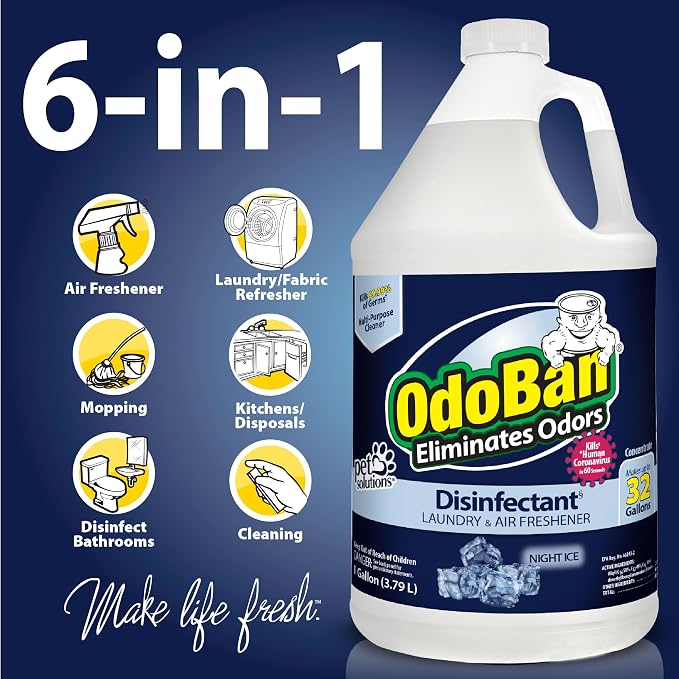 OdoBan Disinfectant Concentrate and Odor Eliminator, Made in the USA, Night Ice Scent, 2 Gallons