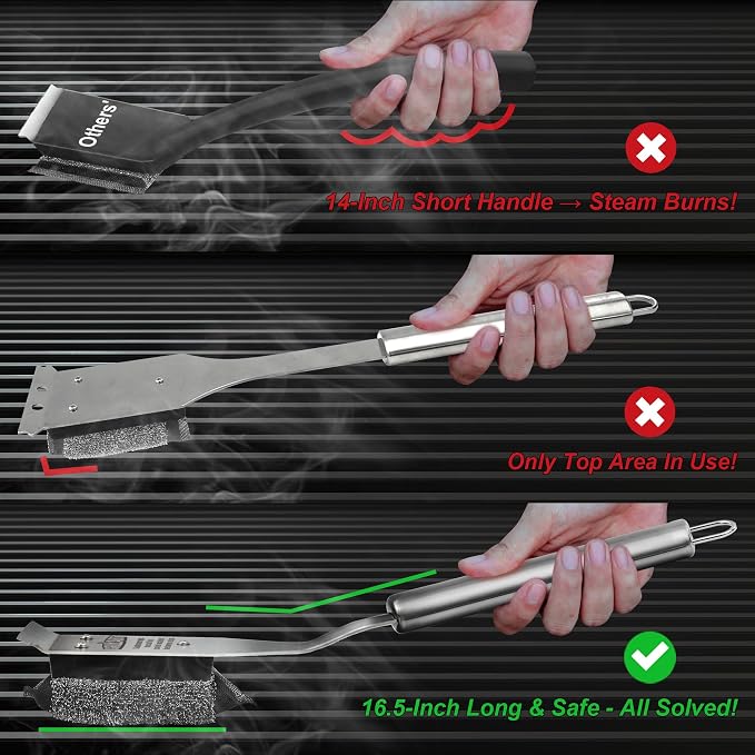 GRILLART Grill Brush Bristle Free, Safe Grill Brush for Outdoor Grill, SteamWizards BBQ Grill Cleaning Brush Kit, Replaceable Head Grill Scraper Tool, Grill Cleaner BBQ Accessories, Gifts for Men/Dad