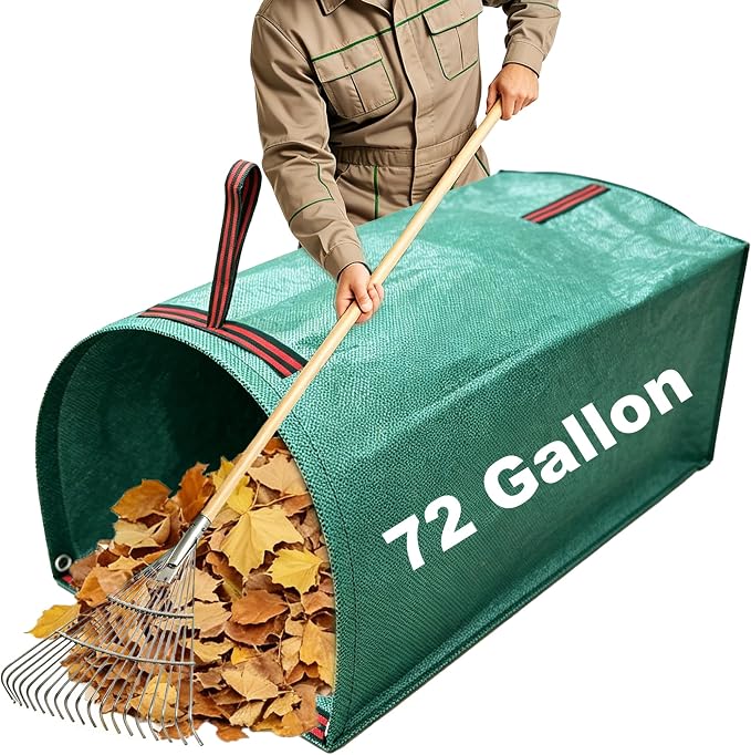 72 Gallon Leaf Collector, Garden Dustpan-Type Reusable Leaf Bag | Heavy Leaf Pick up Tool Collapsible Lawn and Leaf Bag, Garden Yard Waste Container for Leaves, Grass Clippings, Lawn Debris