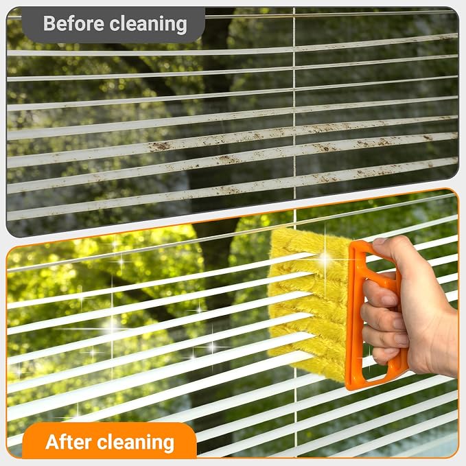 3pcs Window Blind Cleaner Duster Tool,2026 New Cleaning Tools,7 Fingers Washable Microfiber Dusters for Cleaning,Crevice Cleaning Brush, Duster for Venetian Blinds & Air Conditioner Vents（Orange