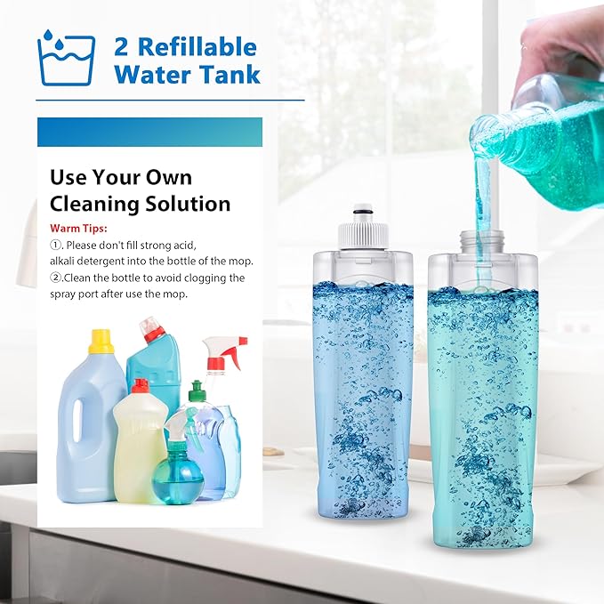 Spray Mops for Hardwood Floor Cleaning: MEXERRIS Wet Mops with 2 Bottles - Floor Mop with 4 Reusable Washable Pads for Swiffer Powermop - Dust Dry Mops with Spray for Laminate Wood Vinyl Tiles