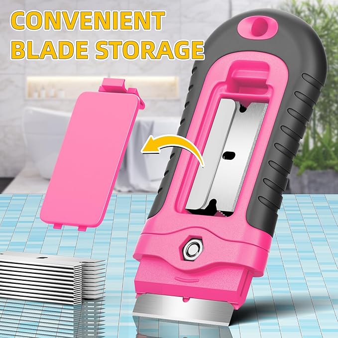 DIYSELF Razor Blade Scraper with 15 Extra Razor Blades, Glass Scraper Tool | Stove Top Cleaner for Glass Cooktops, Ovens, Windows and Mirrors, Razor Blade Scraper Tool for Paint, Decals and Residue