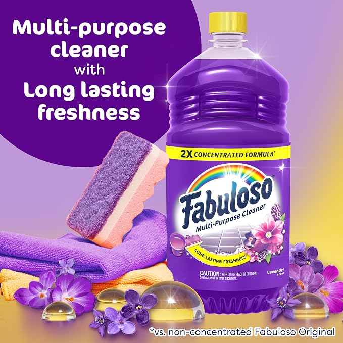 Fabuloso 2X All-Purpose Cleaner, Lavender Scent, 56 fl oz | No Rinse Floor Cleaner, Long-Lasting Freshness, Multi-Purpose Cleaner, Concentrated Formula, Everyday Cleaning, No Residue
