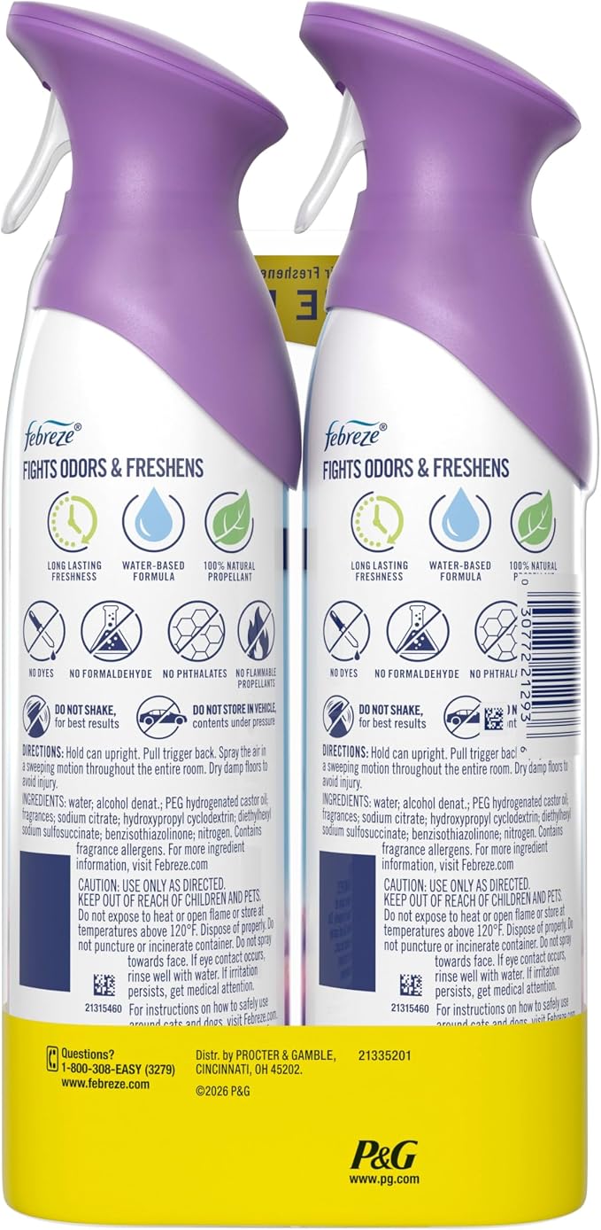 Febreze Air Mist, Air Freshener Spray, Odor Fighting Room Spray, Deodorizer for Home Bathroom Kitchen Office Apartment Dorm Room Classroom, Twilight Lavender Scent, 8.1oz (Pack of 2)