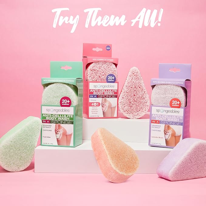 Spongables Pedi Scrub Foot Exfoliating 20+ Wash Sponge, Pina Colada, 3 Count