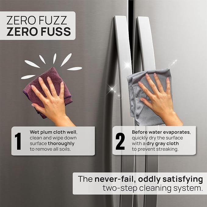 Claro Stainless Steel Cleaning Cloth 8-Pack – Clean Appliances, Fridge Sinks with Just Water (No Chemicals) | Streak-Free, Spot-Free, Scratch-Free Microfiber | Restores Factory Shine, Home Commercial