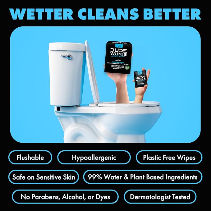 DUDE Wipes Double Deuce Unscented Travel Wipes - 2 Wipes per Pack (40 packs, 80 Count) - On-The-Go Adult Flushable Wipes for Sensitive Skin - Infused with Vitamin E and Aloe - Septic and Sewer Safe