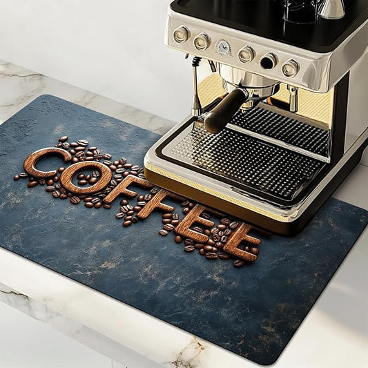 Dish Drying Mat Large Coffee Mat Absorbent Drying Mat for Kitchen Counter Coffee Bar Accessories 32"x 17", Coffee Letters