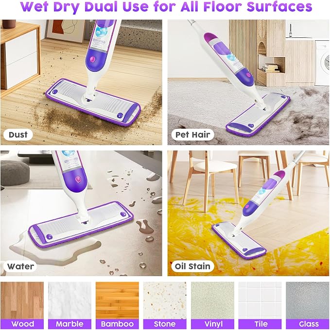 9 Pack Reusable Mop Pads Compatible with Swiffer PowerMop, Microfiber Mop Pads Refills Machine Washable, Durable, and Highly Absorbent Suitable for All Floor Types