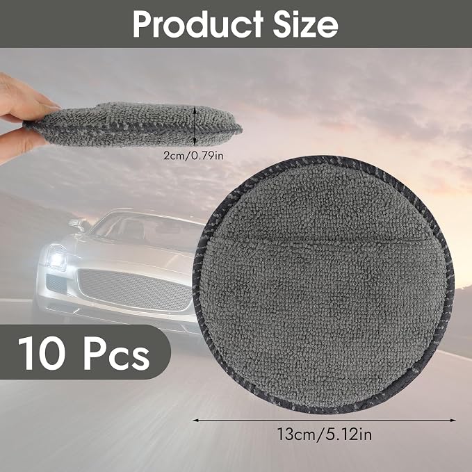 10 Pack Wax Applicator Pads Microfiber with Finger Pocket for Car Wax | Foam applicator pad with finger pocket, Scratch-free waxing for cars & household, Machine washable & reusable
