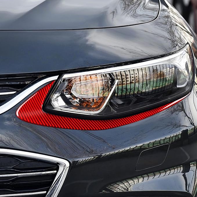 Real Carbon Fiber Trim for Chevy Malibu 9th Gen Accessories | for 2016-2024 Headlight Eyebrow Eyelids Strips Sticker Exterior Thick Overlay Decal
