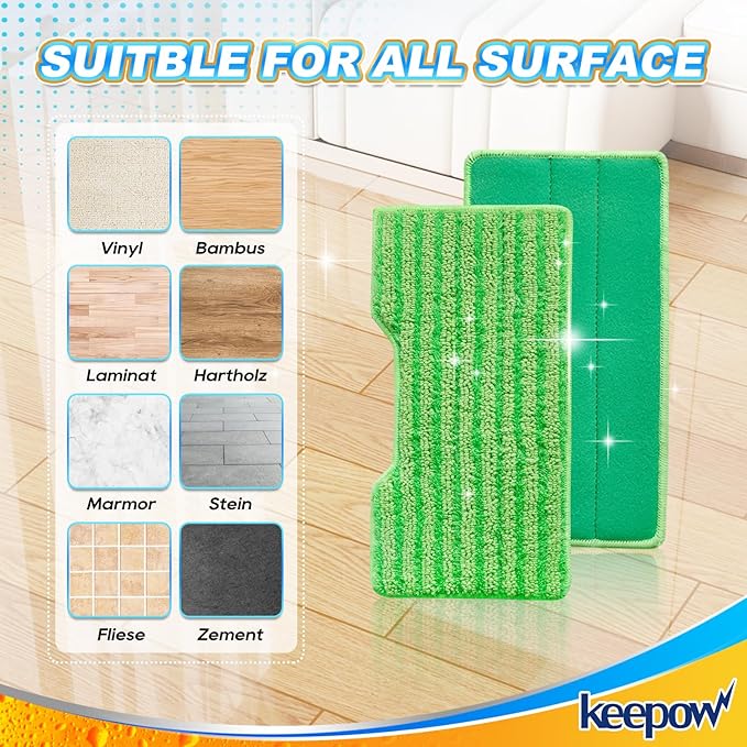 KEEPOW Reusable Replacement Pads Compatible with Shark Vac Mop Pads VM252 | Mop Pads Refills VM401 VM180 VM200 VC205 VM250 QM250 VM190, Hardwood Floor Mop Pad with Upgraded Dirt Chamber (1+2+3 Pads)
