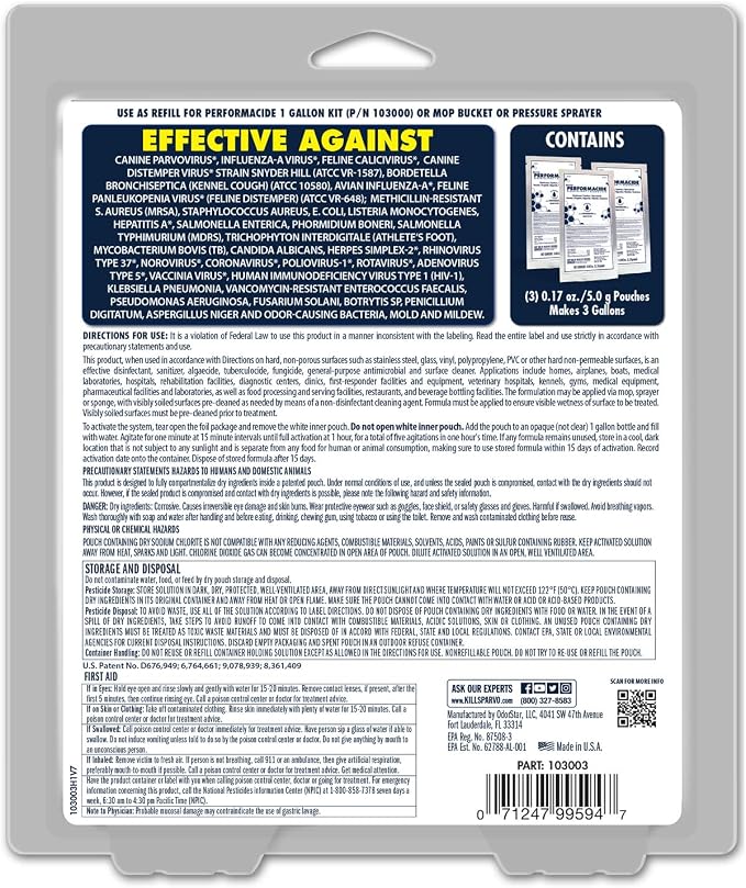 STAR BRITE Performacide 1 Gallon Refill (3 Pack) – Kills Parvo Virus, Ideal for Veterinary Hospitals & Kennels