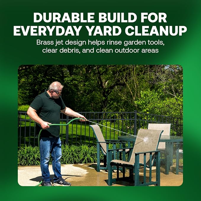 Rain Bird HENZLB2JET 2-Inch Lead-Free Brass Jet Hose End Nozzle - High Pressure Garden Hose Sprayer with Focused Jet Stream, Durable Brass Construction, 3/4 in GHT Connection for Outdoor Cleaning
