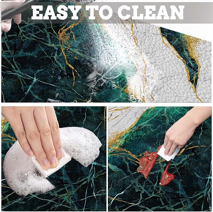 MCALK Marble Green Dish Drying Mat for Kitchen Counter, Marble Texture Dish Drying Pad with Anti-Slip Rubber Base, Absorbent Kitchen Sink Mat with Modern Art Decor (1 pc 18" x 16")