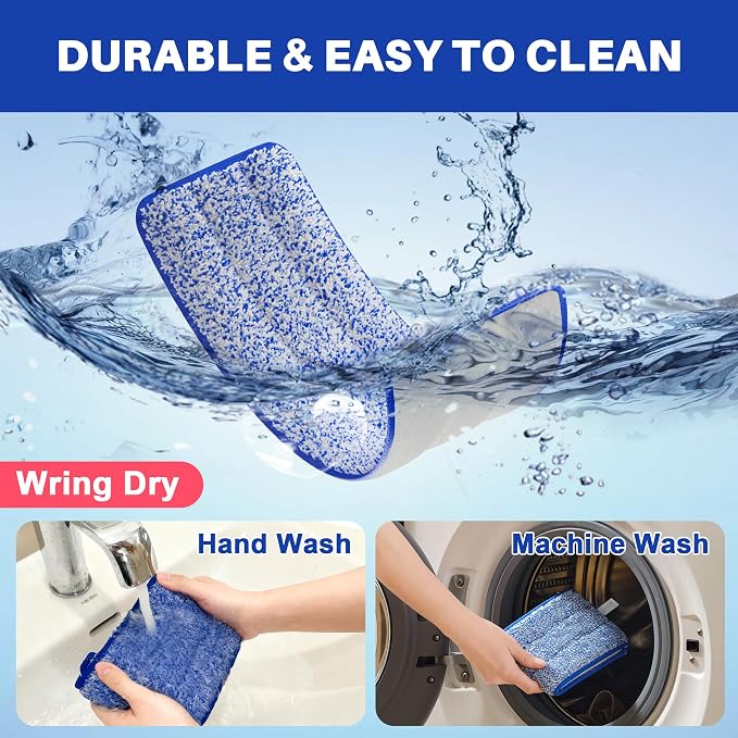 JOYMOOP Replacement Mop Pads for Flat Mop Bucket System, Microfiber, 13-Inch, Pack of 4, Slate Blue