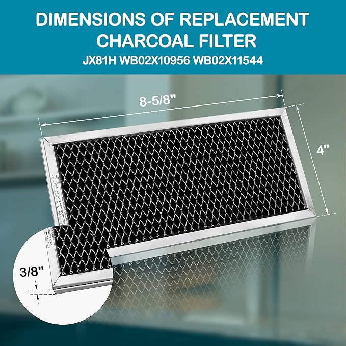 GE JX81H, WB02X10956, WB02X11544 Microwave Recirculating Charcoal Filter Compatible with GE WB2X10956 (4-Pack)