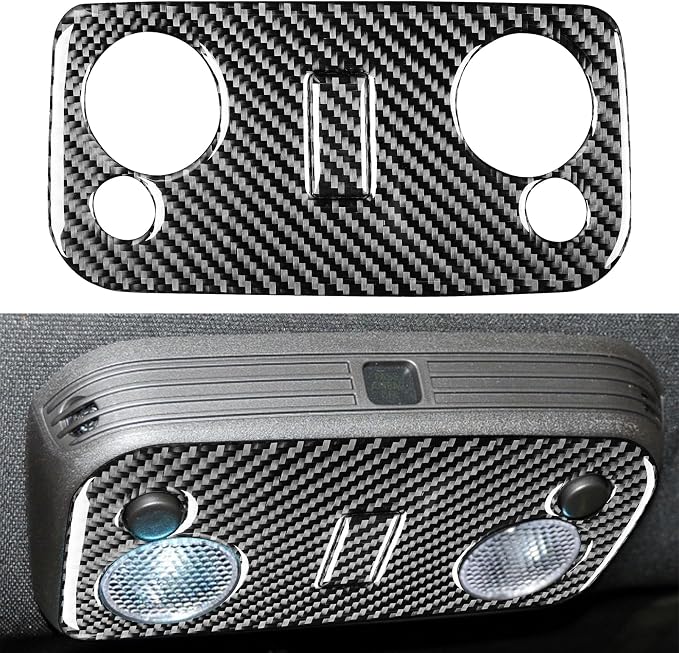Real Carbon Fiber Trim for Ford Mustang GT Shelby Accessories | for 2005 2006 2007 2008 2009，Roof Reading Lamp Light，Thick Overlay Sticker Decal，2PCs