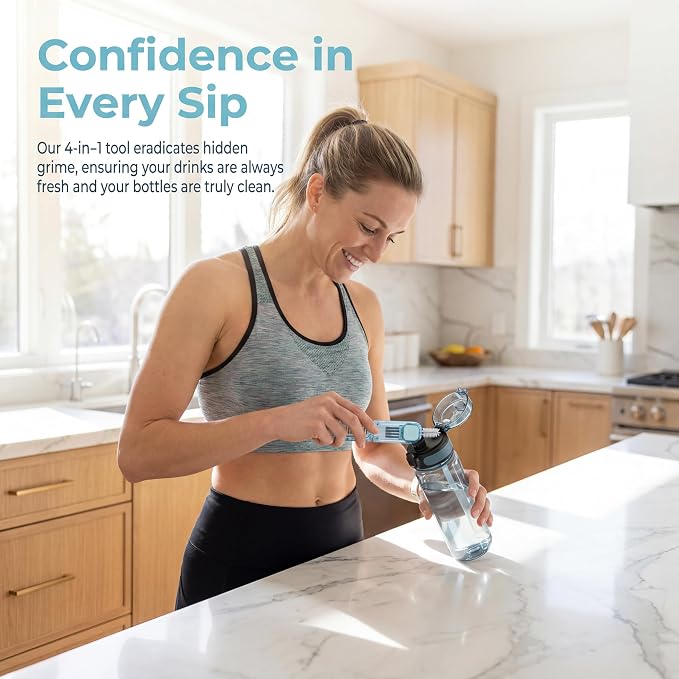 VIDONIO 4 in 1 Cup Lid Gap Cleaning Brush, Multifunctional Insulation Bottle Cleaning Tools, Mutipurpose Tiny Silicone Cup Holder Cleaner, Home Kitchen Cleaning Tools