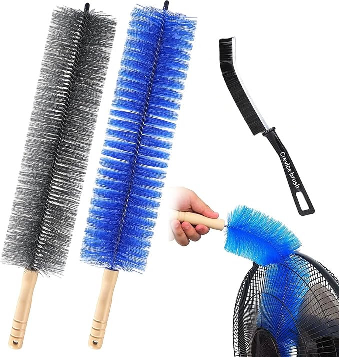 2026 Reusable Fan Cleaner Brush with Bendable Microfiber Head - Washable Dust Remover for Electric Fans, AC Vents, Home & Car Vents, Curtains (Mixed 2 Pcs)