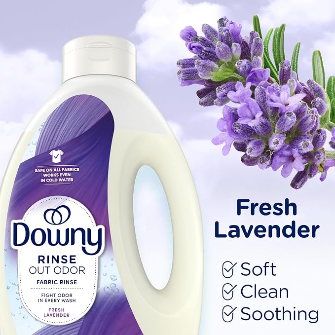 Downy Rinse Laundry Odor Remover, Fresh Lavender Scent, 62 FL OZ, Fabric Softener and Laundry Odor Removal Rinse